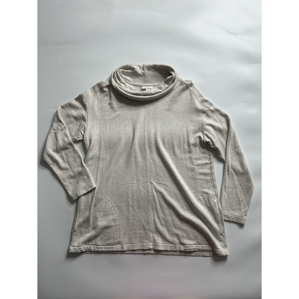 Pure Jill Sweater Womens Small Petite Cowl Neck Beige Pockets Pullover Lounge